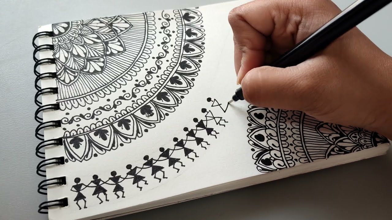 Step by step Warli Art for Beginners | Mandala Warli Art | Tribal Art Drawing Tutorial