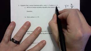 Writing an Inverse Variation Equation