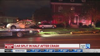 Crash in Grand Rapids splits car in half