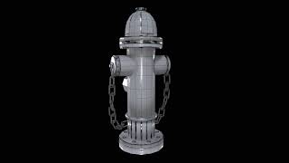 Fire hydrant grey scale with wireframe turntable