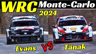 WRC Rallye Monte-Carlo 2024 - Elfyn Evans vs Ott Tänak - Comparison, Flatout & Max Attack!