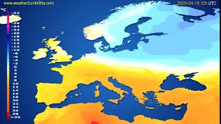 Temperature forecast Europe // modelrun: 00h UTC 2020-04-19
