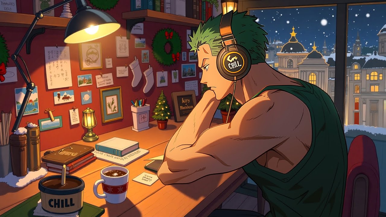 Winter Study Night Anime Lofi Hip Hop Mix ☕ Cozy Room Vibes for Focus, Relax & Calm