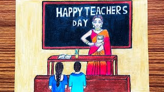 Teachers Day Easy Drawing Step By Stepteachers Day Drawing With Oil Pastelshappy Teachers Day