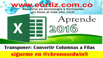 Función TRANSPONER Convertir Columnas a Filas En excel