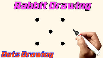 How To Draw A Rabbit With 5 Dots Easy Step By Step | Rabbit Drawing From 5 Dots Easy