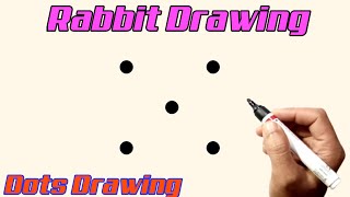 How To Draw A Rabbit With 5 Dots Easy Step By Step | Rabbit Drawing From 5 Dots Easy