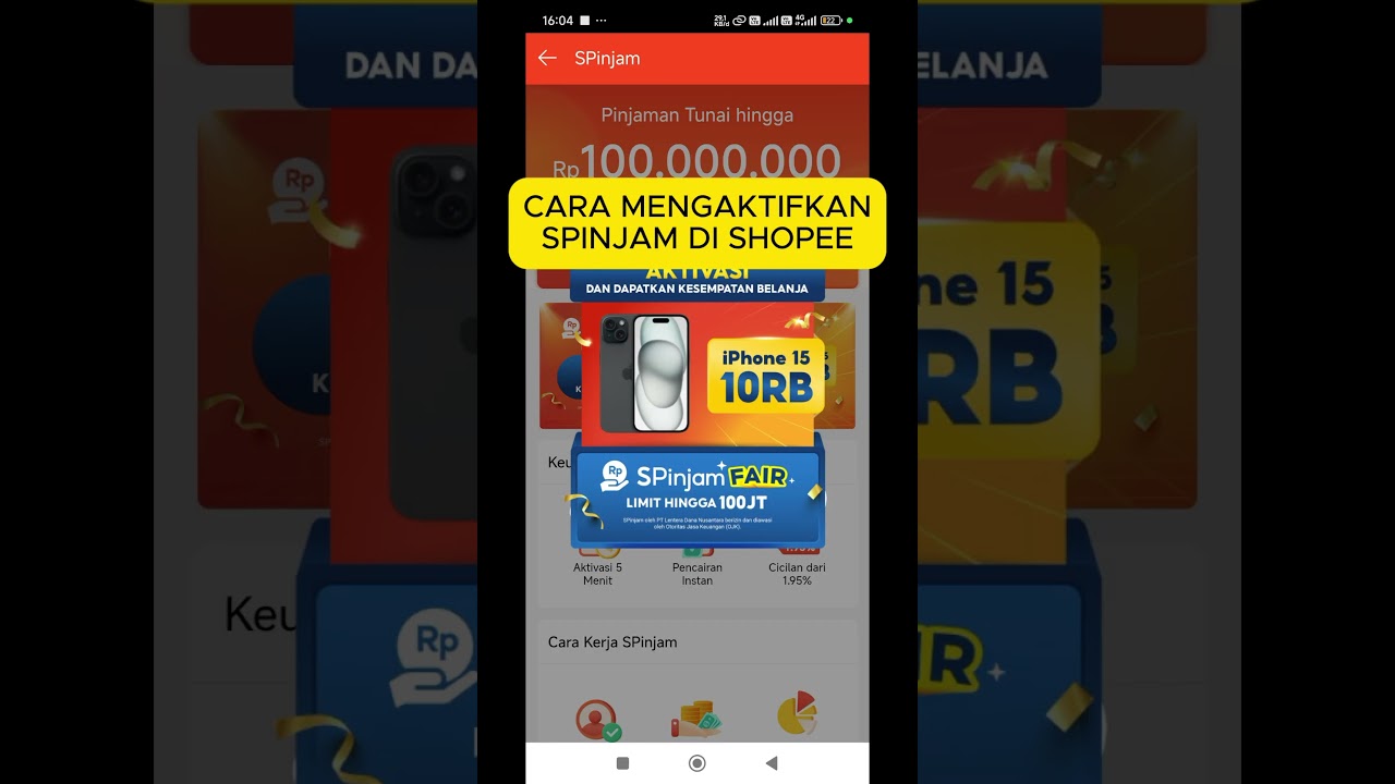 CARA MENGAKTIFKAN SHOPEEPINJAM DI SHOPEE 