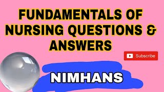 Fundamentals of Nursing MCQ's || NIMHANS Exam