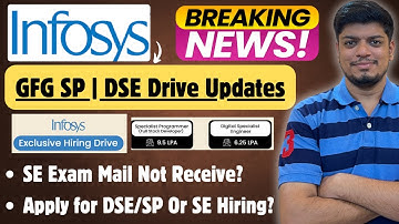 🔥Infosys DSE/SP Exclusive Hiring 2024, 2025 (GFG) | Infosys Systems Engineer Exam mail Not Receive?