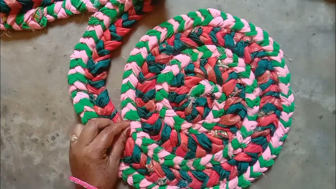 Making a doormat with old saree/Floormat making at home/home made