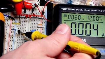 2N2222 NPN BJT current sink aka source bipolar junction transistor demo circuit and multimeter