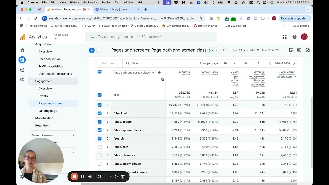 How to use the Pages and screens report in GA4
