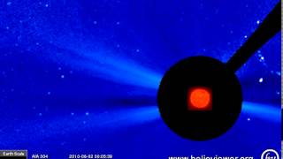 AIA 304, LASCO C3 (2009-07-31 04:42:03 - 2009-08-01 04:18:48 UTC)