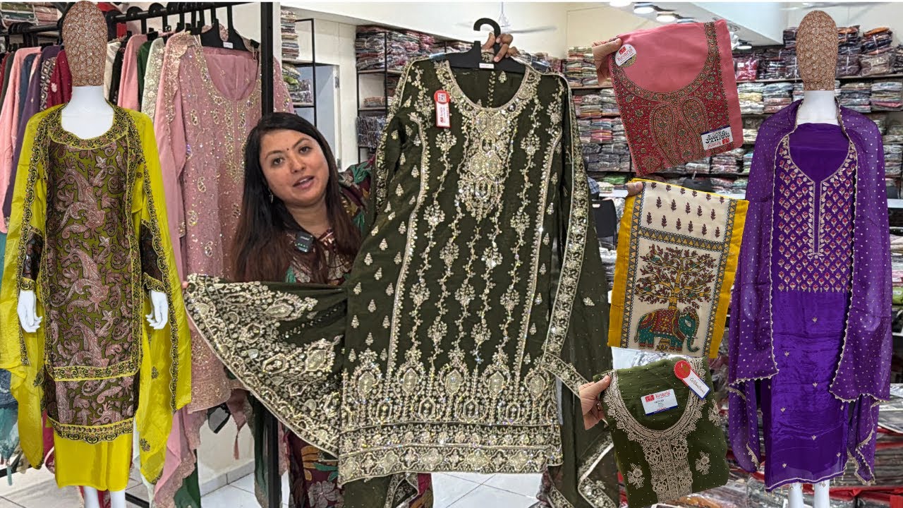 तूफानी रेट ₹130 😱 फैंसी सूट - Ladies suit factory in surat | Dress material wholesale market surat 😱
