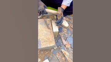 Splitting Natural Slate Stone Manually with Hammer and Chisel