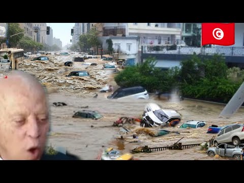 إعصار هاري يضرب تونس وفيضانات طوفانية مشاهد مروعة