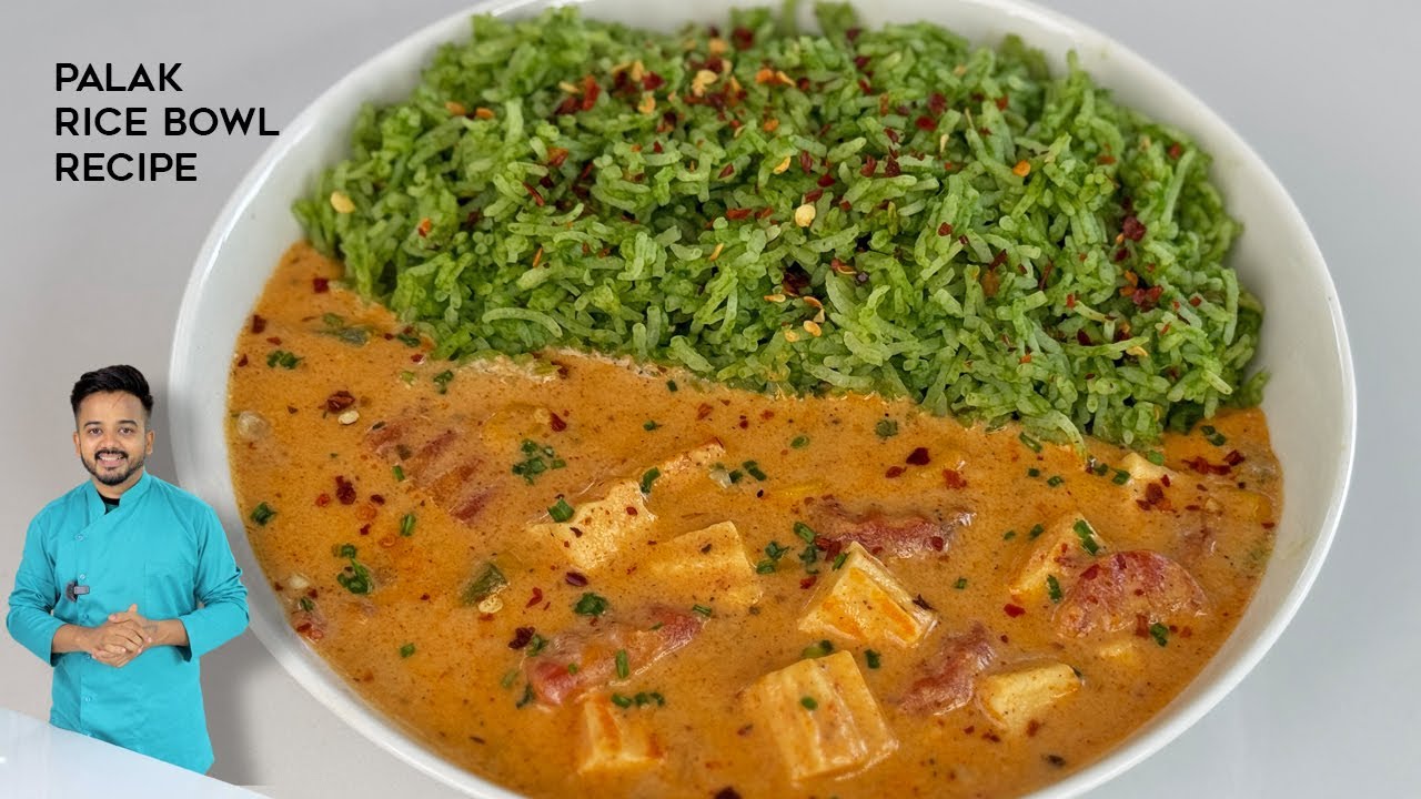 हररोज बनाकर खाने का मन करेगा ऐसी रेसिपी Palak Rice Bowl Recipe, Spinach Rice bowl with Sauce Recipe