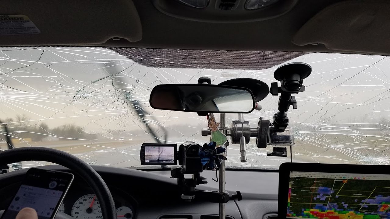 MONSTER HAIL DESTROYS WINDSHIELD - YouTube