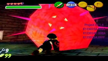 Zelda Ocarina of Time Barinade Boss Fight Inside Shadow Temple (Cheat Code)