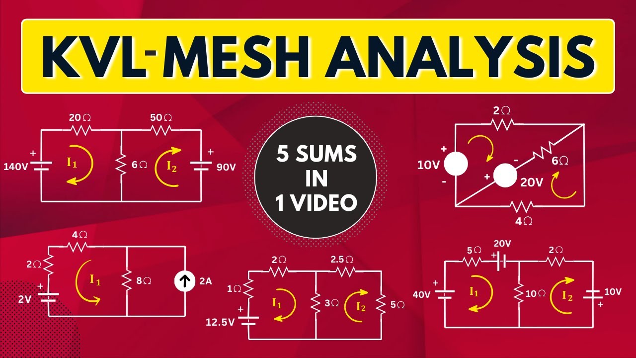 KIRCHHOFF'S VOLTAGE LAW | MESH ANALYSIS 5 SOLVED PROBLEMS (PART-1) IN ...