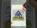 Satisfying Haunted House Coloring Marker ASMR #shorts #art #asmr #satisfying #relaxing #coloring