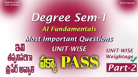Degree Semester 1 - AI Fundamentals Most Important Questions Unit-Wise Weightage Skill Course UGExam