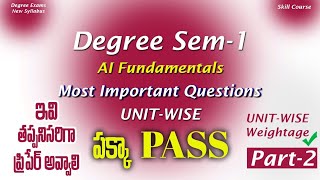 Degree Semester 1 - AI Fundamentals Most Important Questions Unit-Wise Weightage Skill Course UGExam