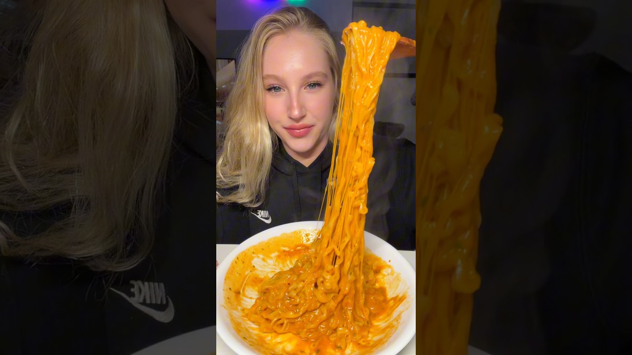 Easy Carbonara Buldak Recipe & Mukbang 🍜💗