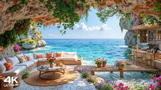 Elegant Bossa Nova at a Seaside Cafe ~ Soft Morning Jazz & Ocean Wave Sounds for Good Mood, Chill