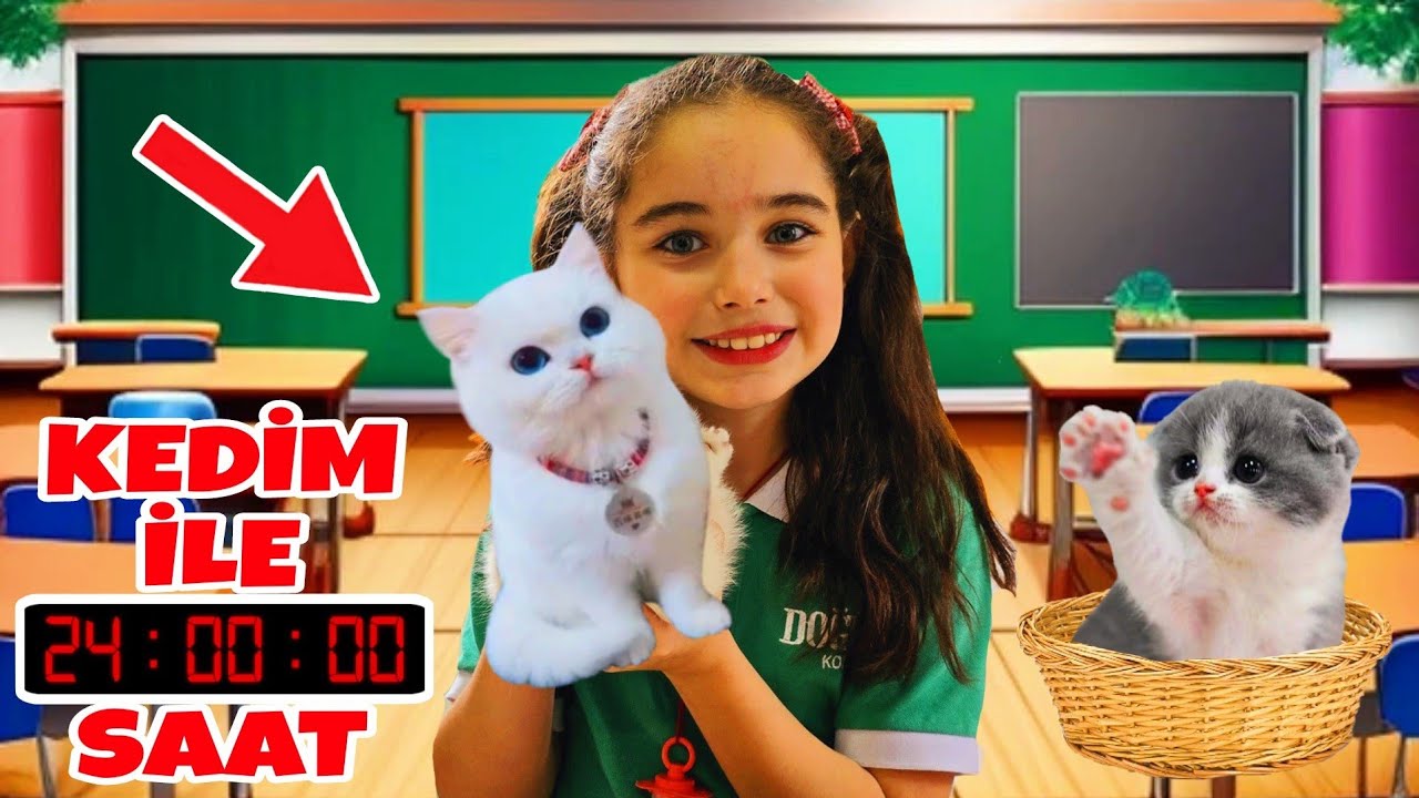 ELİF SİNEM OKULA KEDİSİNİ GÖTÜRDÜK ‼️ LİNDA SINIFA GİRDİ !! 