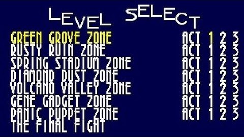 sonic 3d blast level select code