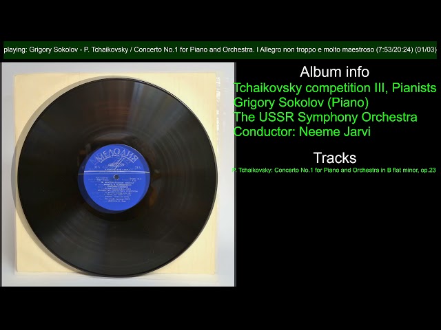 Tchaïkovsky - Concerto pour piano & orch n°1: 2e mvt  : G.Sokolov / Symph URSS / N.Järvi