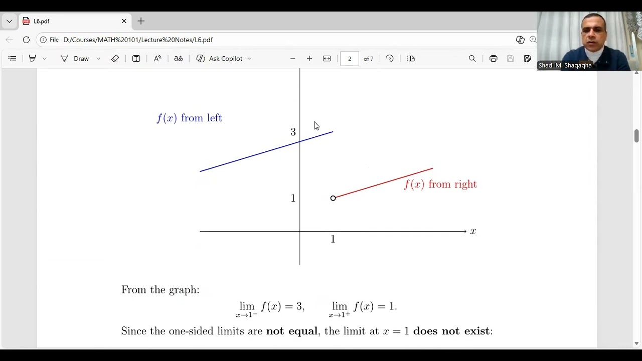 Calculus I – Lecture 6:  Introduction to Limits One Sided & Infinite Limits