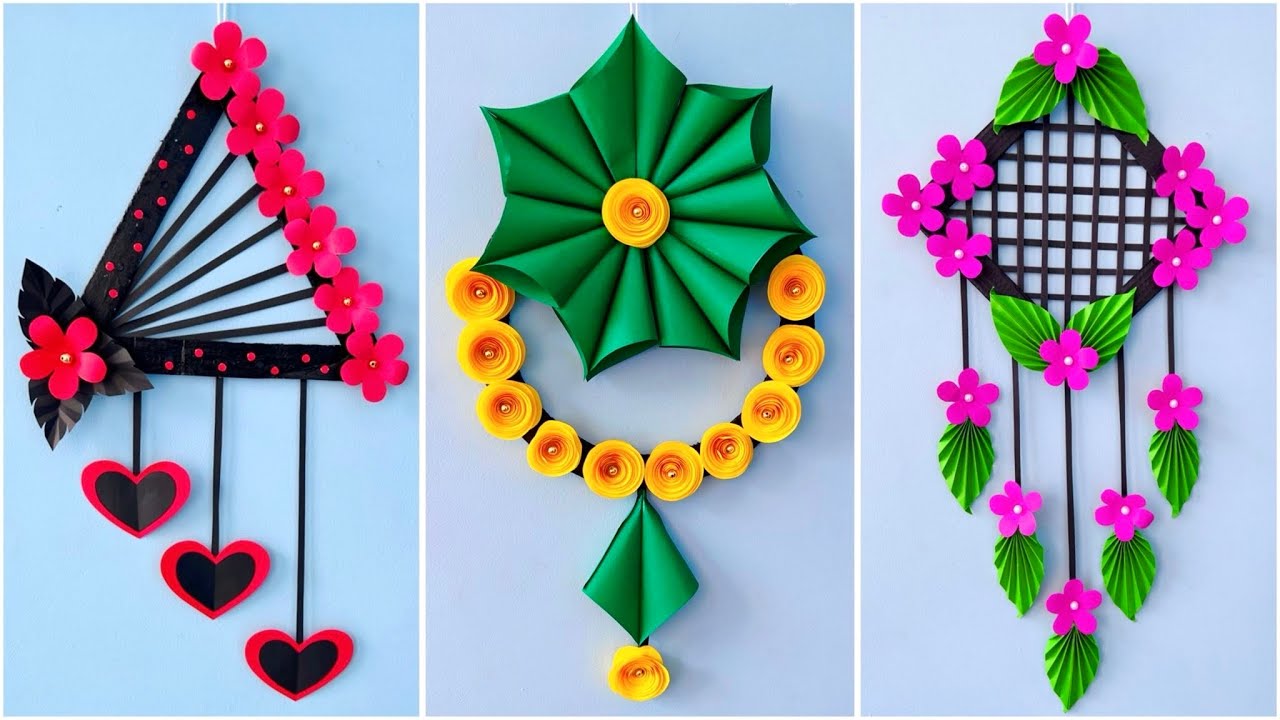 3 Easy and Quick Paper Wall Hanging Ideas / A4 sheet Wall decor ...