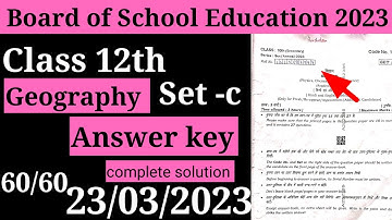class 12th Hbse Geography paper answer key 2023 Set C #hbse #viral