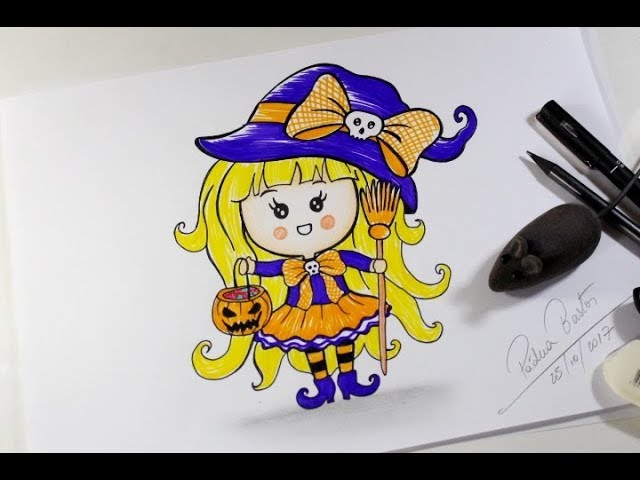 Bruxinha kawaii para colorir - Imprimir Desenhos