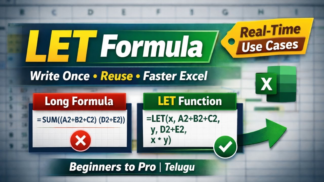 Excel LET Function Real‑Time Examples తో Complete Practical Guide తెలుగు లో