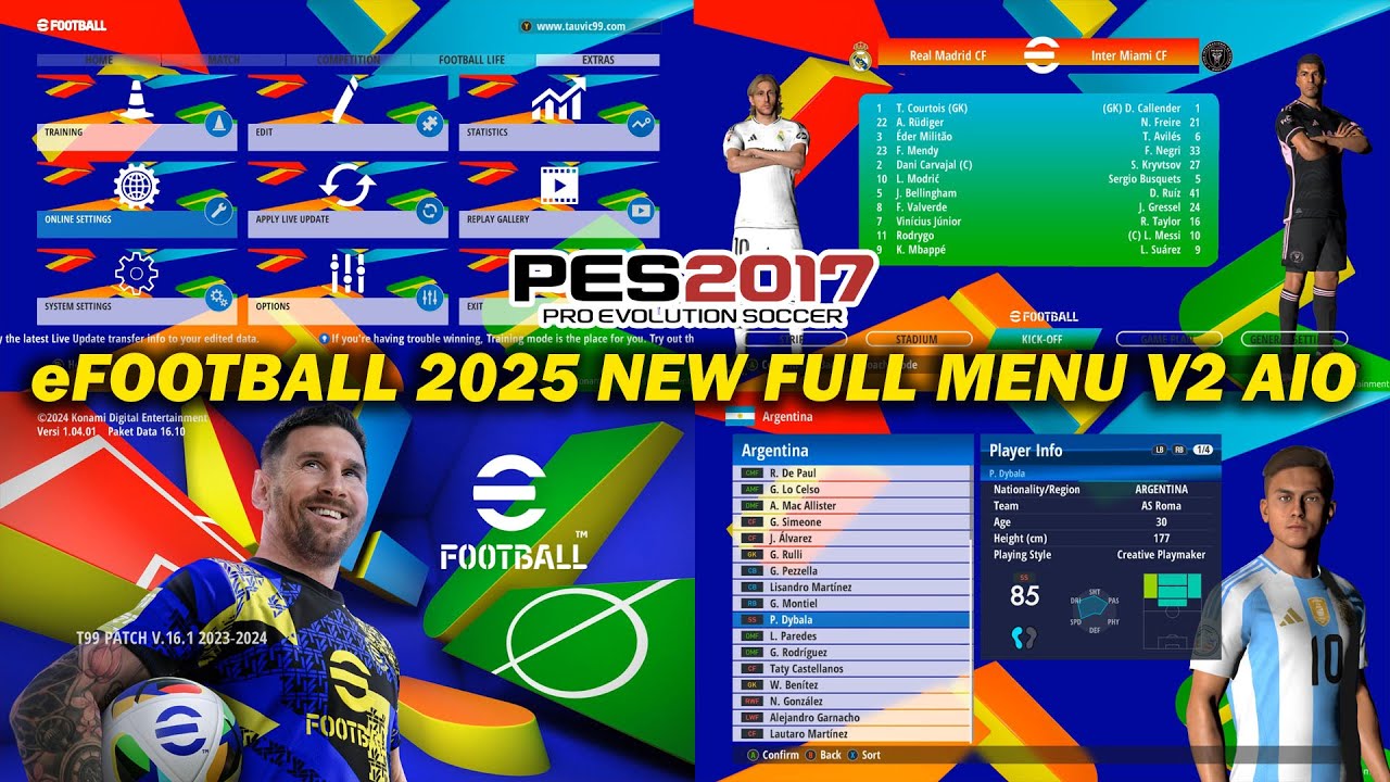PES 2017 eFOOTBALL 2025 NEW FULL MENU V2 AIO - YouTube