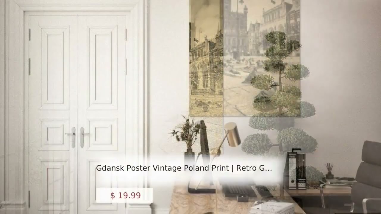 Gdansk Poster Vintage Poland Print | Retro Gdansk Cityscape Sepia Photo Gift | Gdansk Wall Art Ho...