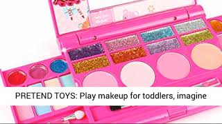 Tomons Kids Makeup Kit For Girls Princess Real Washable Cosmetic Pretend Play Toys With Mirror -
