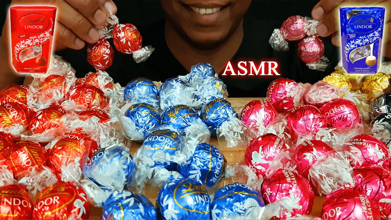 ASMR Lindt LINDOR CHOCOLATE MUKBANG eating show with PUSH ASMR no Talking Real Eating Sounds