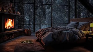 Cozy Ambience | Winter House | Crackling Fire & Snow Falling | ASMR | Winter Wonderland for sleep