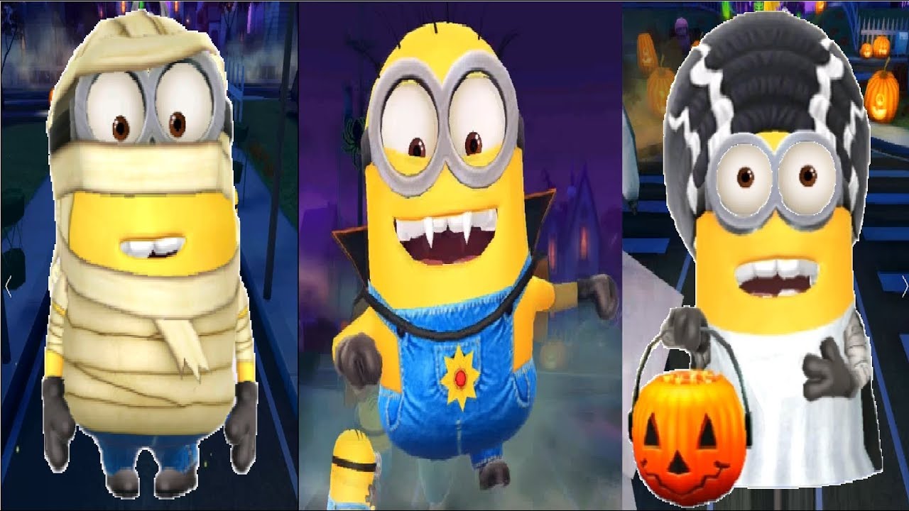 Despicable Me Minion Rush - Spooky Night Mummy minion vs Vampire minion vs Frankenstein minion