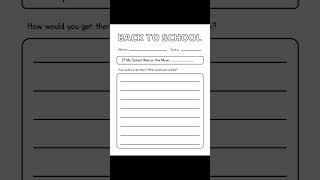 Back to School Writing Prompt Activity for 1st 3rd Grade