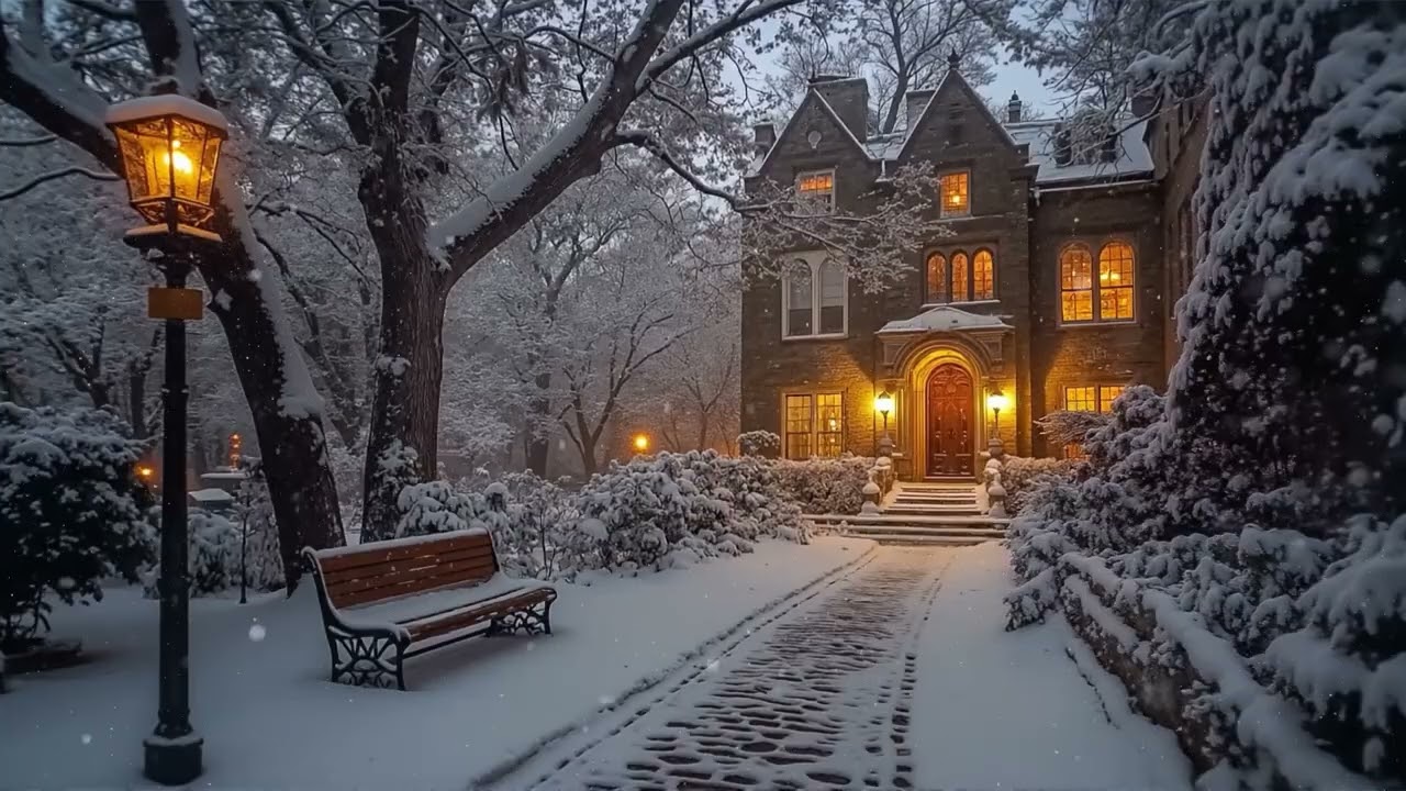 Nostalgic Winter Village Ambience | Snowy Silence and Dark Academia Piano for Study, Work