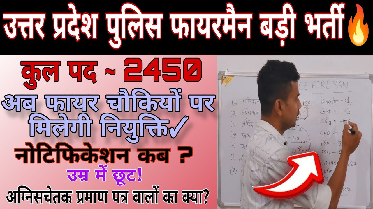 UP police Fireman vacancy✓पद 2450,Age? अग्निसचेतक प्रमाण पत्र पर छूट??