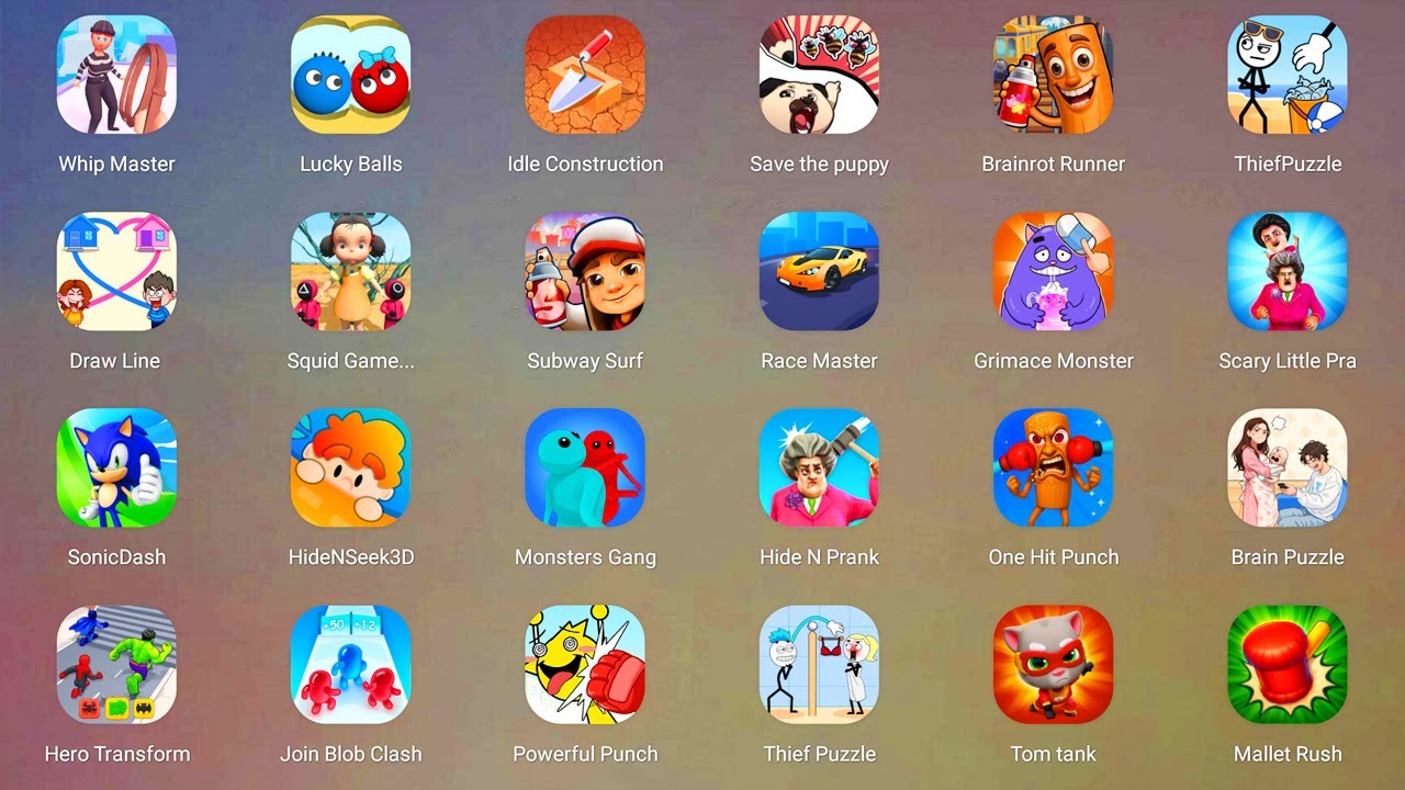 Roblox,Escape Mr. Yummy's,Lucky Balls,Red Ball 4,Granny 3,Hello Neighbor 1,Ice Scream 1,Bowmasters