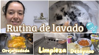 ASÍ ES MI RUTINA DE LAVADO🫧 LIMPIEZA Y AYUDA 😉  HICE OREJA SUDADA 😋