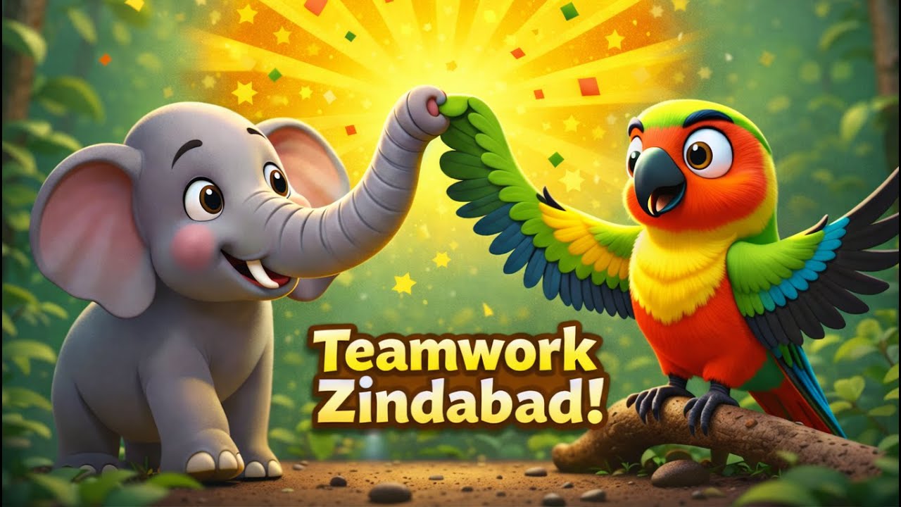 Elephant And Parrot Ki Dosti | Fun Jungle Story | Kids Moral Story